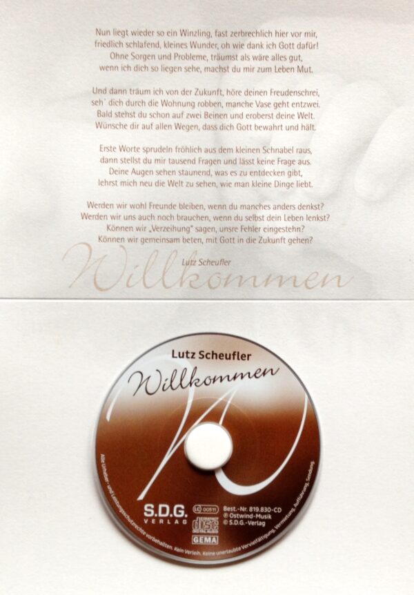 Bild Klappkarte "Willkommen" mit Mini-CD